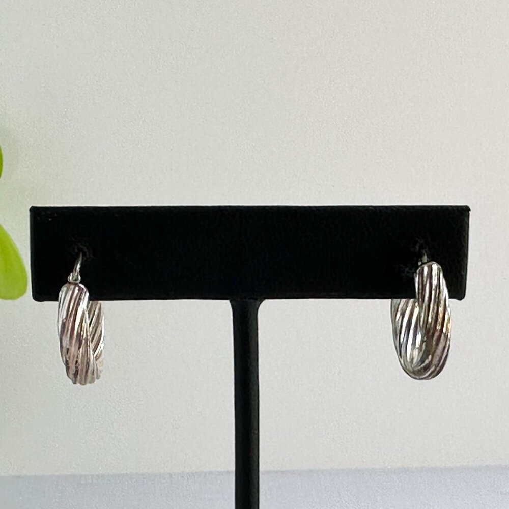 Sterling Silver Twisted Rope Hoop Earrings .75" Lightweight Jewelry